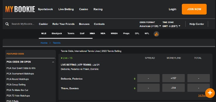 MyBookie tennis betting