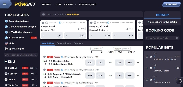 Powbet Tennis betting