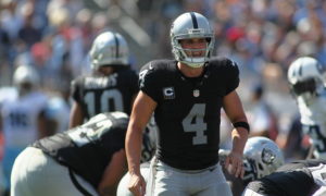 September 25 2016: Oakland Raiders Quarterback Derek Carr (4) during game action. The Tennessee Titans were defeated by the Oakland Raiders 17-10 at LP Nissan Stadium in Nashville, Tn. (Photo by Greg McWilliams/Icon Sportswire)