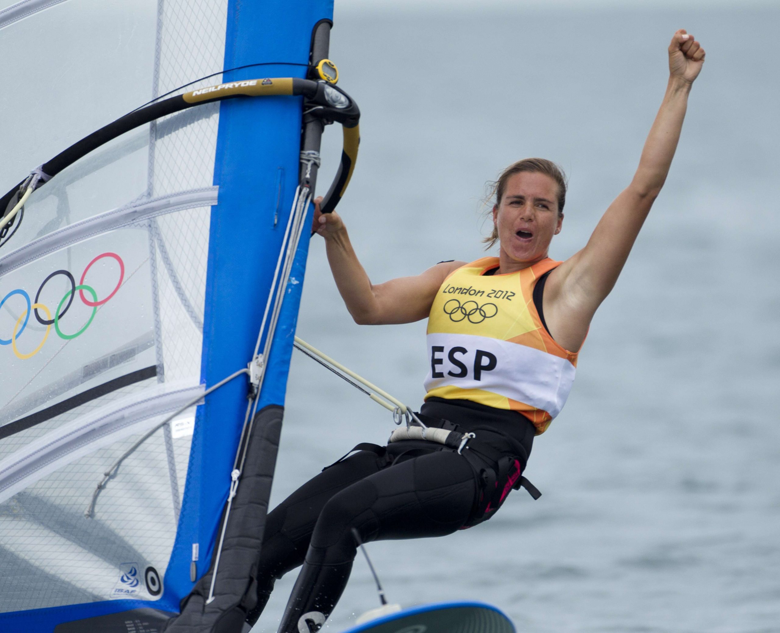 Marina Alabu Neira (ESP) who won Gold Medal today, 07.08.12, in the Medal Race Women's Windsurfer (RSX) event in The London 2012 Olympic Sailing Competition.