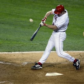 Scott Spiezio hits the ball