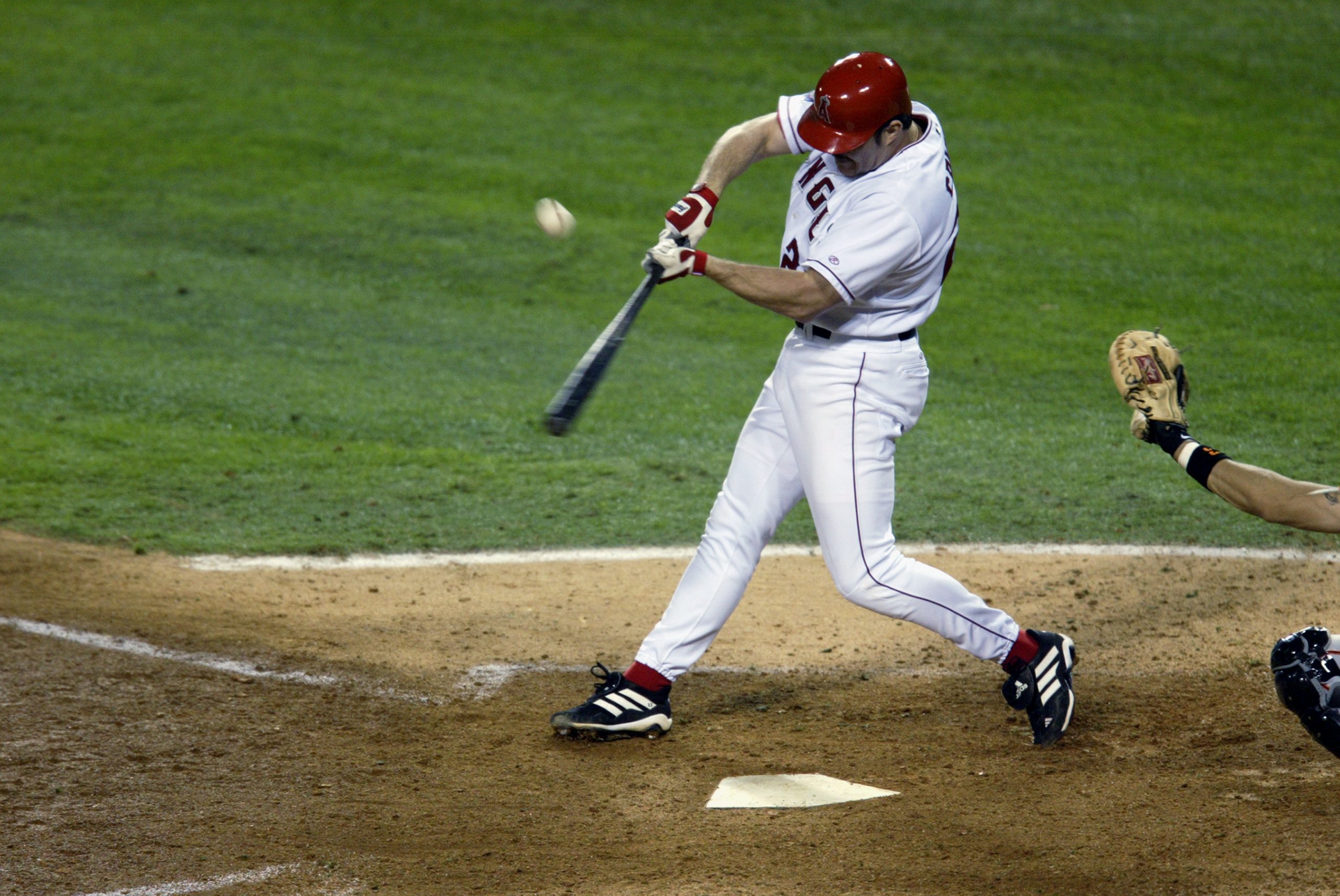 Scott Spiezio hits the ball
