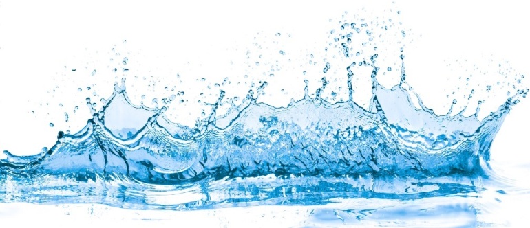 splashing blue water on white background