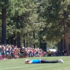 Steph getting up off the turf to run another pattern