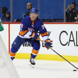 skates against the New York Islanders at the Barclays Center on October 7, 2017 in the Brooklyn borough of New York City.