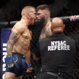 tj dillashaw yells in cody garbrandt's face