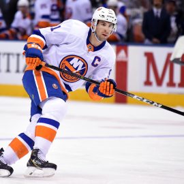 Jan 31, 2018; Toronto, Ontario, CAN; New York Islanders forward John Tavares (91) pursues the play against Toronto Maple Leafs at Air Canada Centre. Mandatory Credit: Dan Hamilton-USA TODAY Sports