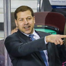Mar 5, 2017; Calgary, Alberta, CAN; New York Islanders head coach Doug Weight on his bench against the Calgary Flames during the third period at Scotiabank Saddledome. Calgary Flames won 5-2. Mandatory Credit: Sergei Belski-USA TODAY Sports