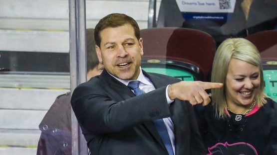 Mar 5, 2017; Calgary, Alberta, CAN; New York Islanders head coach Doug Weight on his bench against the Calgary Flames during the third period at Scotiabank Saddledome. Calgary Flames won 5-2. Mandatory Credit: Sergei Belski-USA TODAY Sports