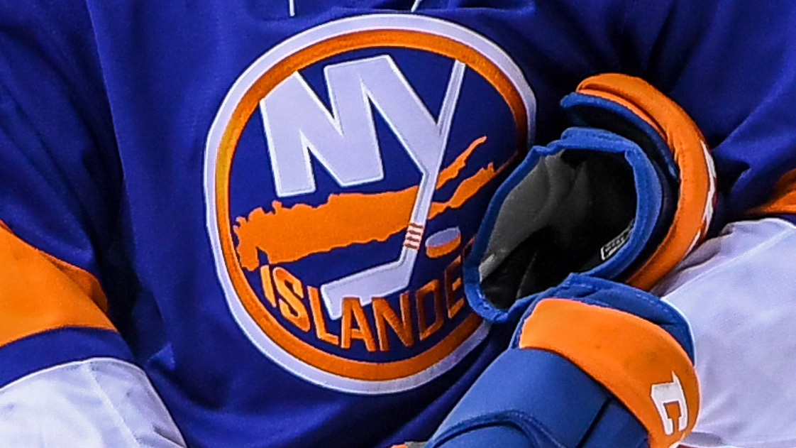 Feb 5, 2018; Brooklyn, NY, USA; New York Islanders center Mathew Barzal (13) stands for the Nation Anthem before the game against the Nashville Predators at Barclays Center. Mandatory Credit: Dennis Schneidler-USA TODAY Sports