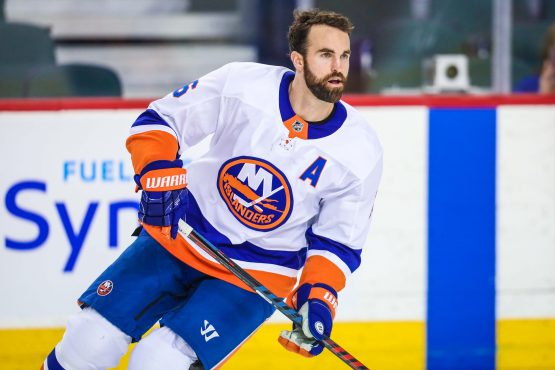 Mar 11, 2018; Calgary, Alberta, CAN; New York Islanders left wing Andrew Ladd (16) skates during the warmup period against the Calgary Flames at Scotiabank Saddledome. Mandatory Credit: Sergei Belski-USA TODAY Sports
