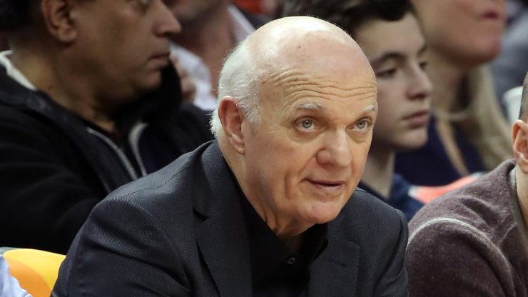 Jan 22, 2017; Toronto, Ontario, CAN; Toronto Maple Leafs general manager Lou Lamoriello and New Yor Yankees general manager Brian Cashman watch the Toronto Raptors play against the Phoenix Suns at Air Canada Centre. Mandatory Credit: Tom Szczerbowski-USA TODAY Sports