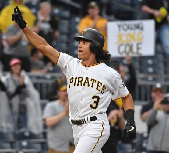 Cole Tucker celebrates his first career Major League home run