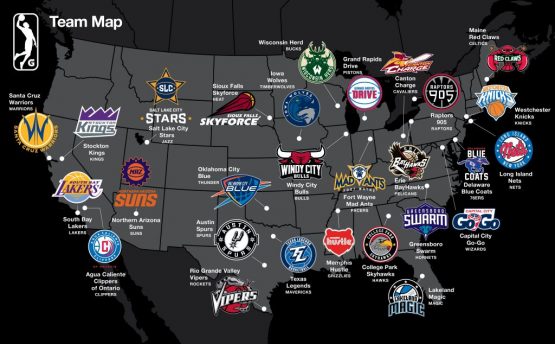 G-League team map