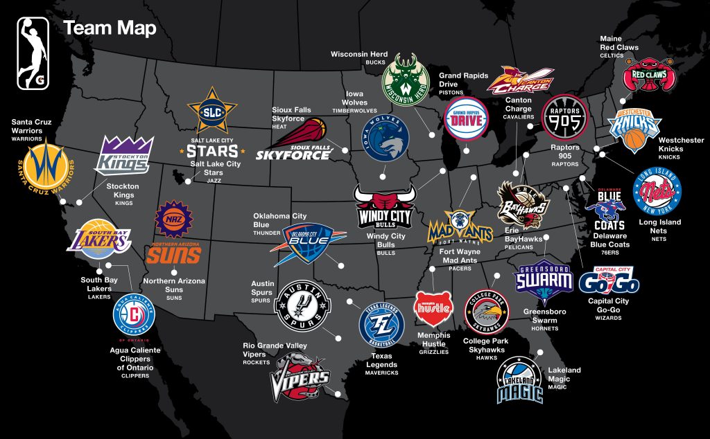 G-League team map