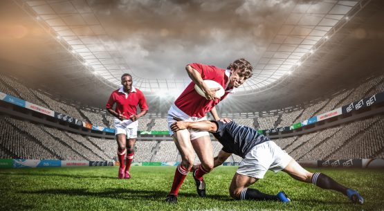 Composite image of rugby stadium