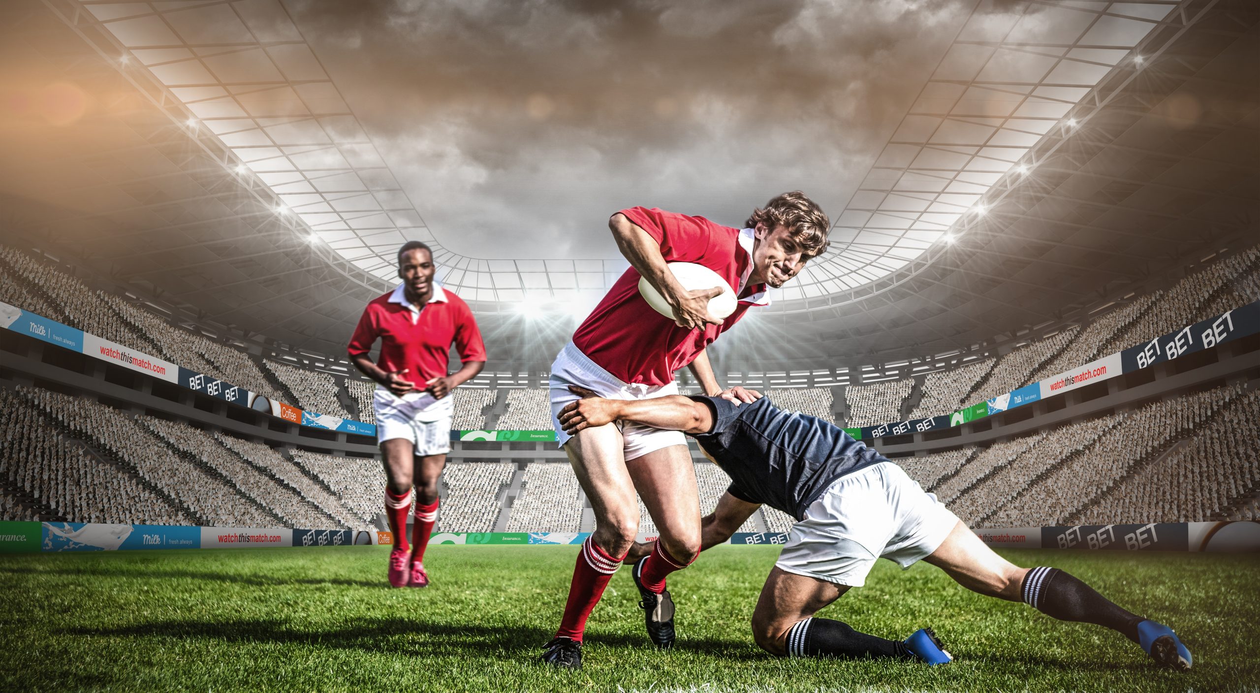 Composite image of rugby stadium