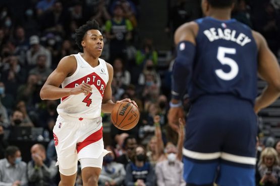 Scottie Barnes on Team Rookies for the NBA All Star Skills Challenge