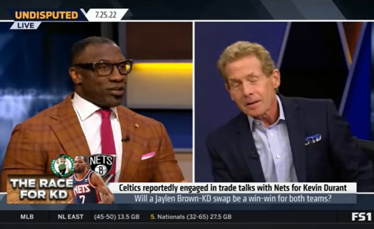 Watch Shannon Sharpe debate Skip Bayless on Kevin Durant trade