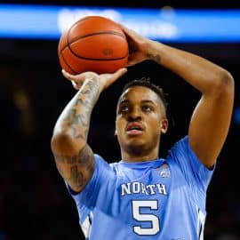 North Carolina Tar Heels forward Armando Bacot shoots a free throw.