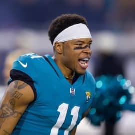 Jacksonville Jaguars wide receiver Marvin Jones Jr. runs.