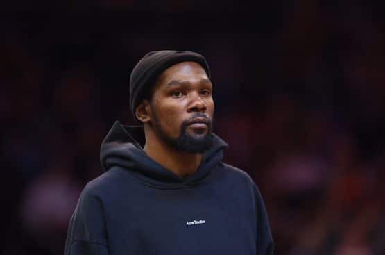 Kevin Durant stares.