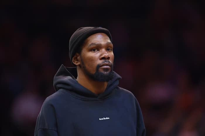 Kevin Durant stares.