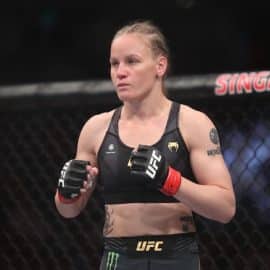 Valentina Shevchenko readies to fight.