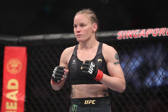 Valentina Shevchenko readies to fight.