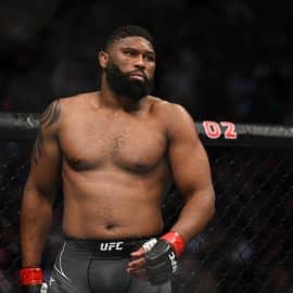 Curtis Blaydes fights in the octagon.