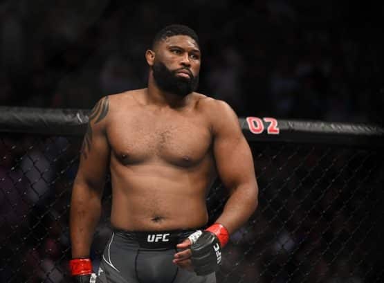 Curtis Blaydes fights in the octagon.