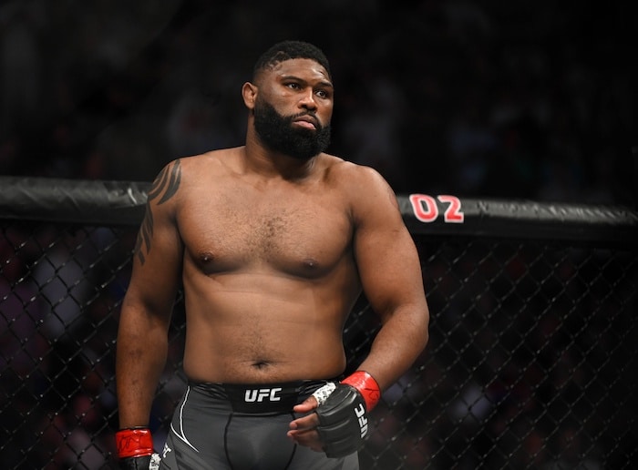 Curtis Blaydes fights in the octagon.