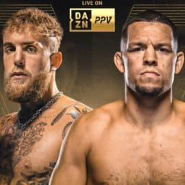 Jake Paul and Nate Diaz on a poster.