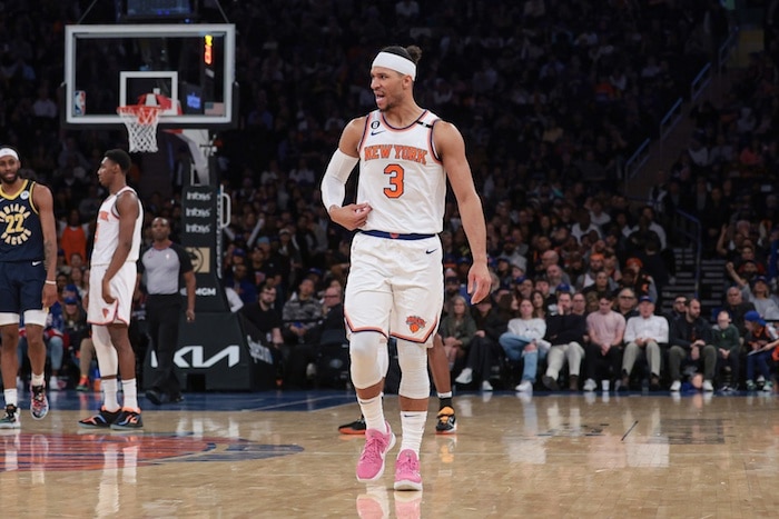 New York Knicks guard Josh Hart walks.