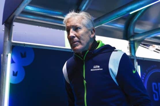 Seattle Seahawks head coach Pete Carroll walks in tunnel.