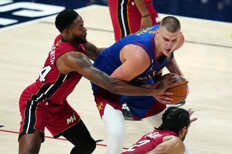 nikola Jokic in actrion during game 1 of nba finals (1)