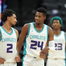 Charlotte Hornets guard James Bouknight (2) and forward Brandon Miller (24)