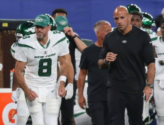 Aaron Rodgers and Robert Saleh