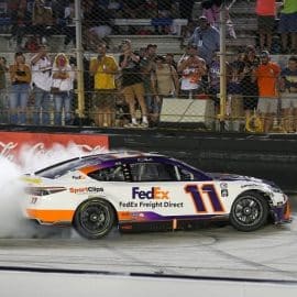 Denny hamlin burns out after bristol win (1)