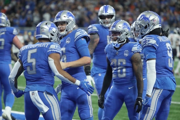 Lions running back David Montgomery, quarterback Jared Goff