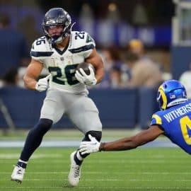 Seattle Seahawks running back Zach Charbonnet