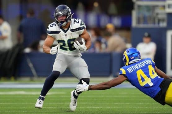 Seattle Seahawks running back Zach Charbonnet