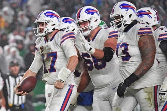 Buffalo Bills quarterback Josh Allen (17) celebrate