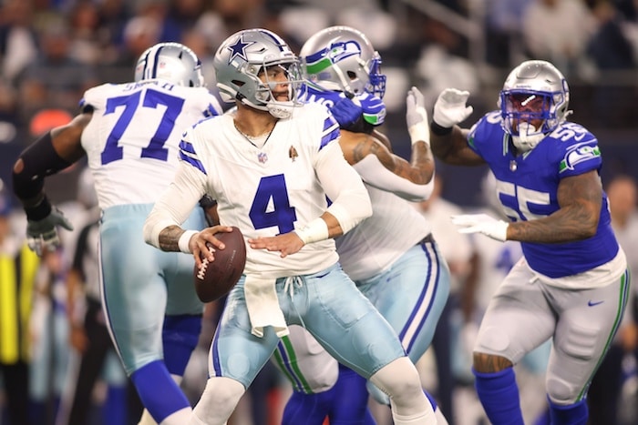 Dallas Cowboys quarterback Dak Prescott (4) throws a pass