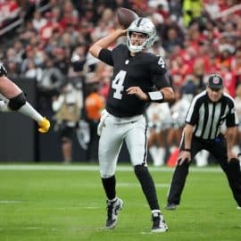 Las Vegas Raiders quarterback Aidan O'Connell (4)
