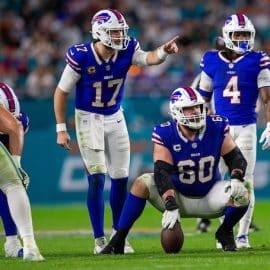 Buffalo Bills quarterback Josh Allen (17) in action