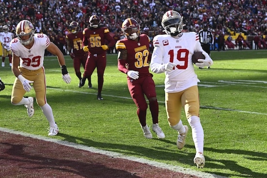 San Francisco 49ers wide receiver Deebo Samuel (19) scores a touchdown