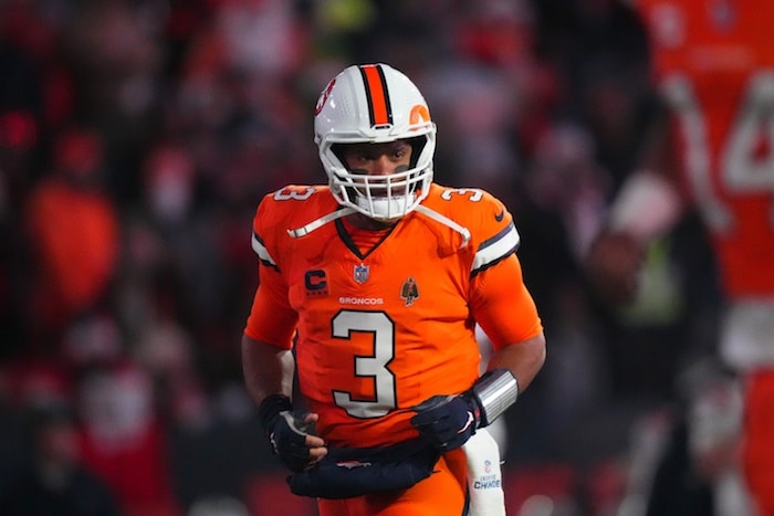 Denver Broncos quarterback Russell Wilson (3) before the game against the New England Patriots