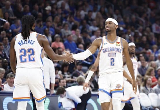 Oklahoma City Thunder Shai Gilgeous-Alexander and Cason Wallace