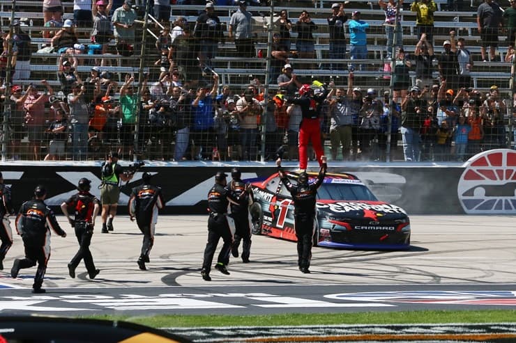 sam mayer xfinity team celebrates texas win (1)
